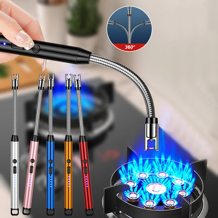 360 Degree Flexible Electric Arc BBQ Lighter Pulse Igniter USB Rechargeable Windproof Kitchen Cigarette Candle Lighters