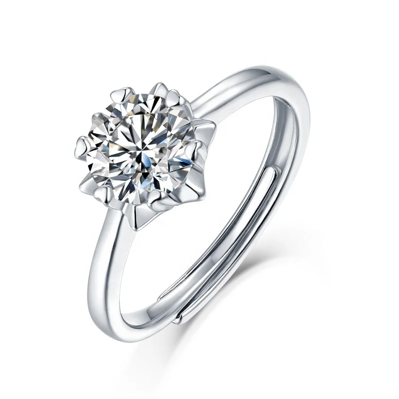 HMOIS rings jewelry women wholesale costom fashion silver 925 1.0ct moissanite marriage ring