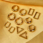 Chunky Earrings Non Tarnish Free 18k Gold Plated Stainless Steel Geometric Chunky Gold Hoop Earrings