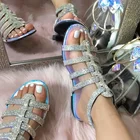 Flat Shoes Hot Sale New 2021 Designer Top Glitter Laser Color Women Flat Sandbeach Shoes Women's Sandals