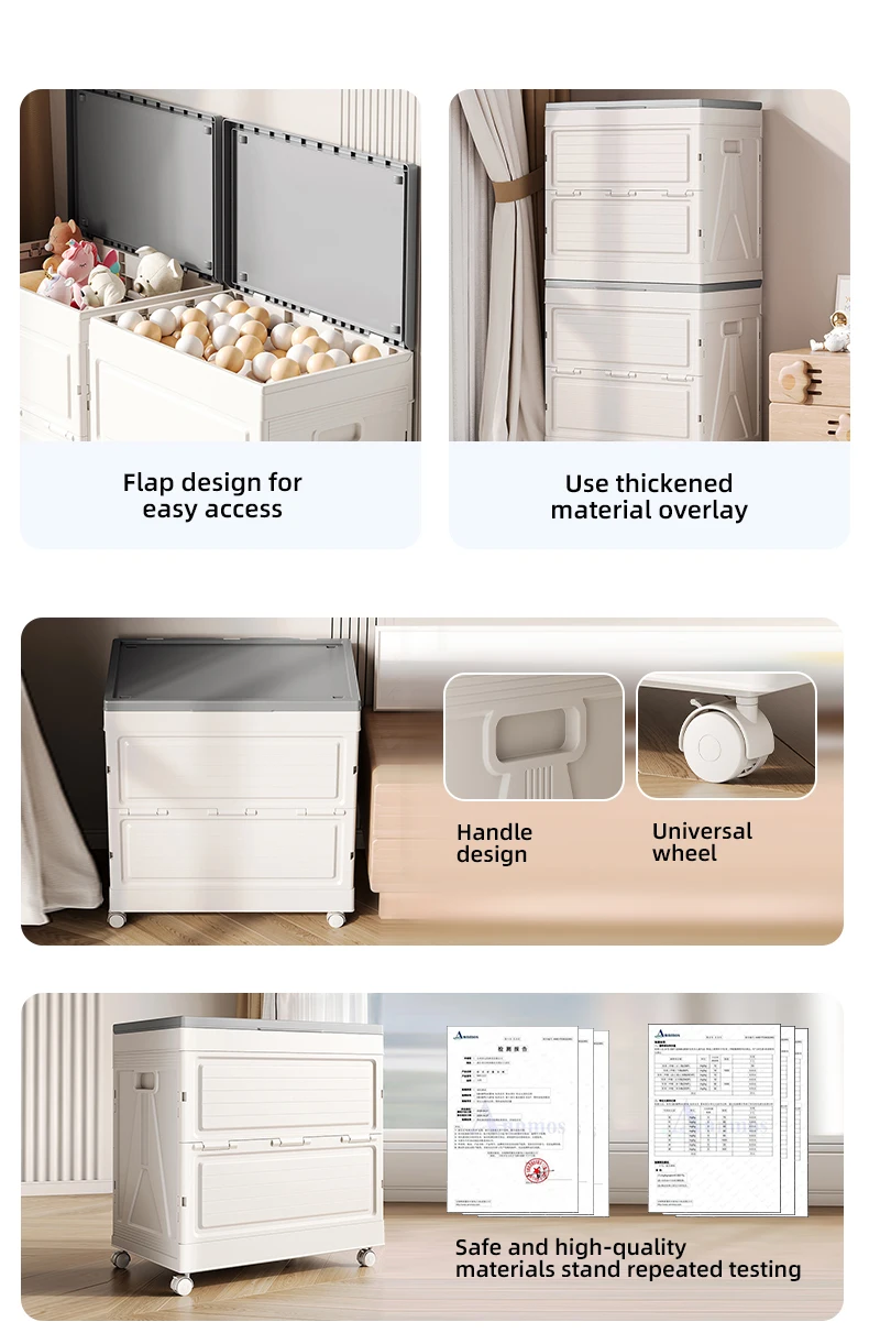 Wannuo Household Foldable Storage Box Doll Storage Box Multipurpose Plastic Storage Box With Wheels For Flexible Movement factory