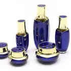Cream Skin Bottle Set For Cosmetic Crown Shape Rose Cap Cream Acrylic Jar And Bottle Set For Skin Care Cosmetics