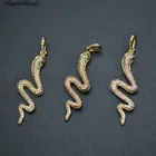 Snake Charm Paved Gold Plated Cute Snake Metal Animal Charm Pendants CZ Beads Paved Jewelry Findings