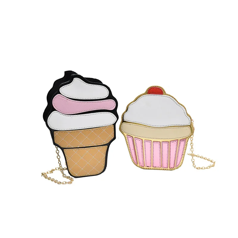 Syrads Mini Sac à BandoulièRe pour Filles Sacs à Main Sac à Main En Cuir Pu Cupcake Ice Cream Box Wallet Bag,Crème glacée 