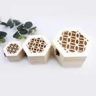 Wood Gift 3pcs/set Bamboo Craft Hollow Jewelry Case Wood Boxes Storage Hexagon Wooden Gift Box Storage