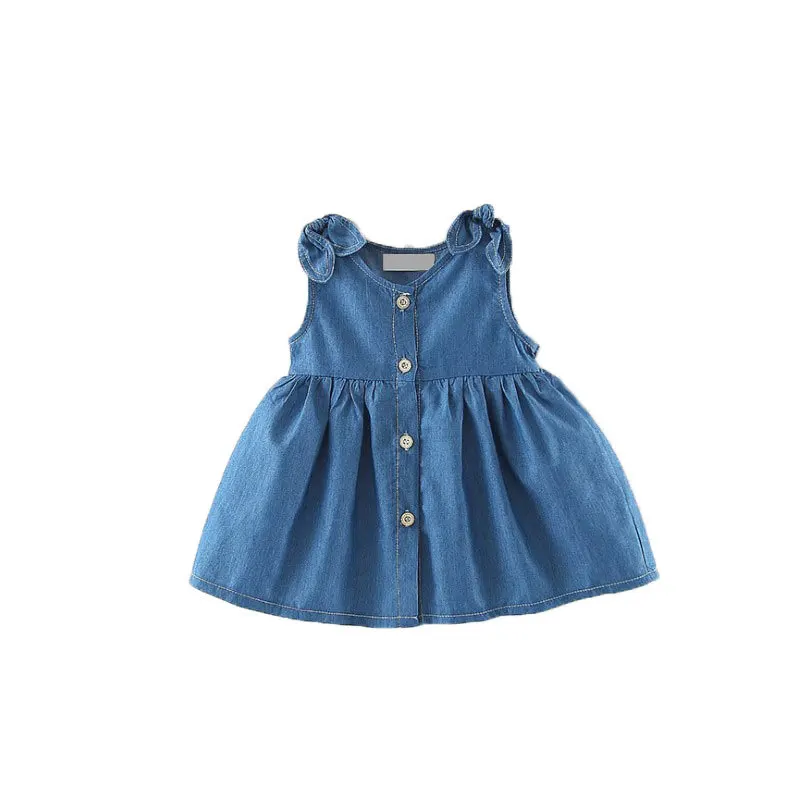 Summer Baby Toddler Denim Dress Sleeveless Girl Fashion Princess Skirt High Quality Baby Clothes