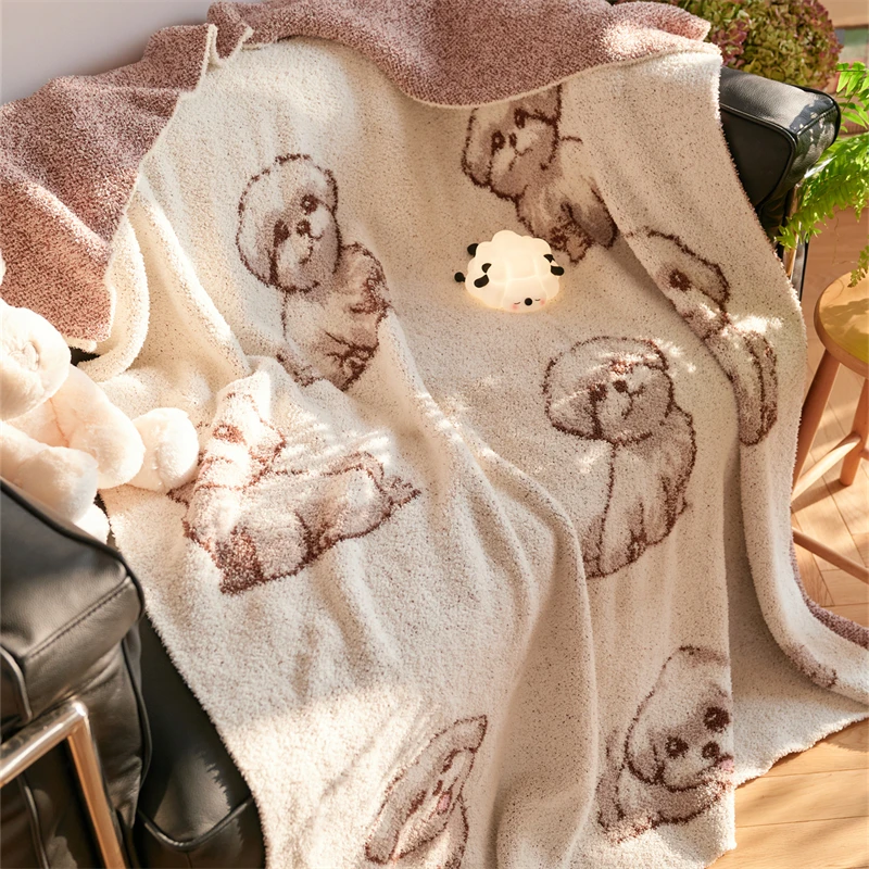 product bd cute puppy knitted blanket soft and comfortable not to be missed for those who love puppies-58