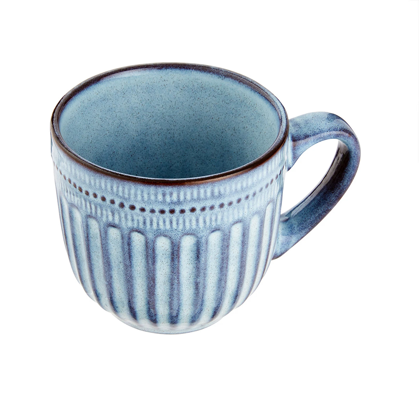 High Quality Dinnerware Set Mug European Style Antique Relief Blue Ceramic Cup