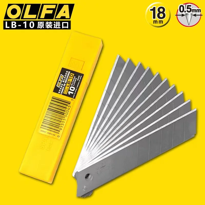 OLFA 18mm Heavy-Duty Snap Off Replacement Blades, 10 Blades (80 segments) LB-10