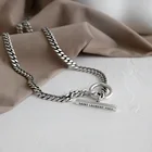 Silver Vintage Flat Chain Necklace 925 Sterling Silver 4MM Smooth Cuban Curb Link Chain For Men And Women