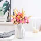 China Flowers Flower Wholesale China Artificial Flowers Shop Flower Artificiales European Style 12-head Two-color Rose