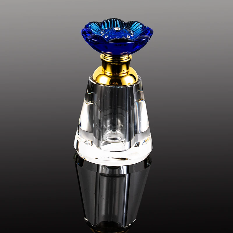 product cheap wholesale blue floret 12ml fashionable glass empty bottle can be customized elegant crystal perfume bottle-9