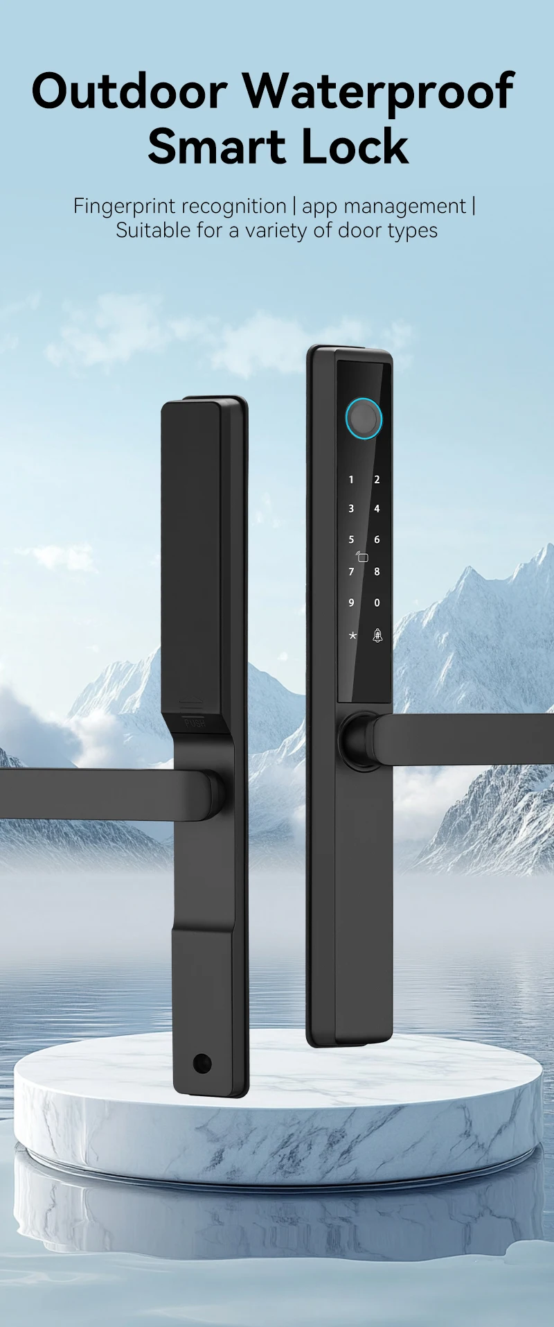 Qleung New Design S960 Waterproof Front Panel Smart Lock Tuya Wifi TTlock Digital Fingerprint Card Code Door Lock 0