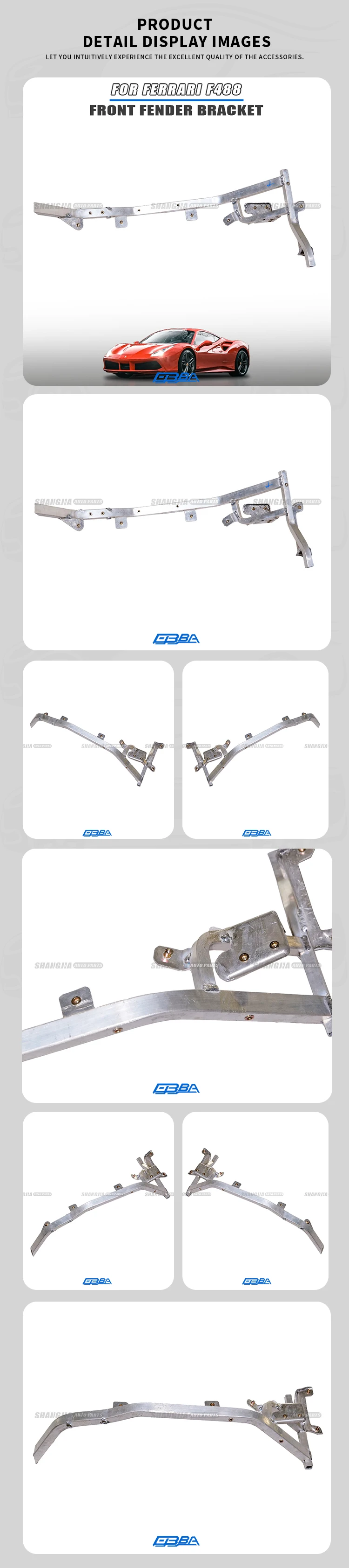 2025 Hot Sale Aluminum Alloy Left and Right Front Fender Mounting Bracket For Ferrari 488 2013-2017 OE 87524600 87524500 factory