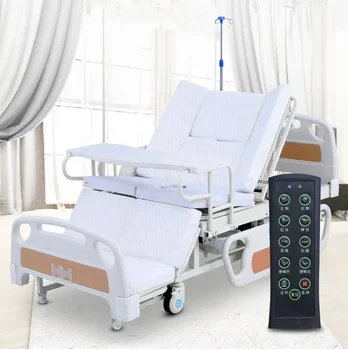 Medical hospital bed remote control full electric Elderly and Patient  five function electric hospital bed with toilet for elder