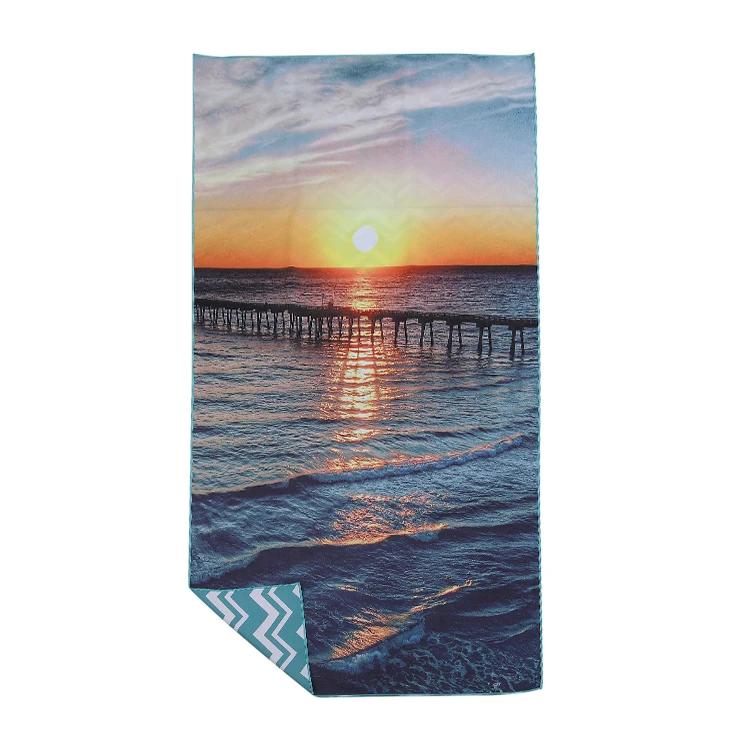 Recycling OEM Manufacturer Sand Free Lightweight Custom Double Sides Print Microfiber Recycled Beach Towel