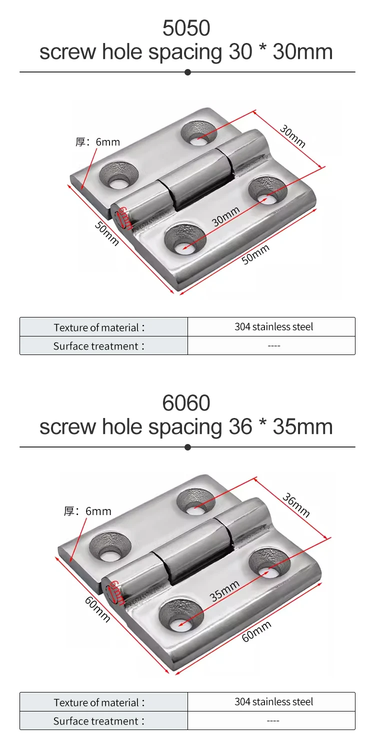 Stainless Steel 304 Heavy-duty Thick Hinge with Strong Heavy-duty Industrial Hinge 40/50/60mm High Load-bearing Capacity details