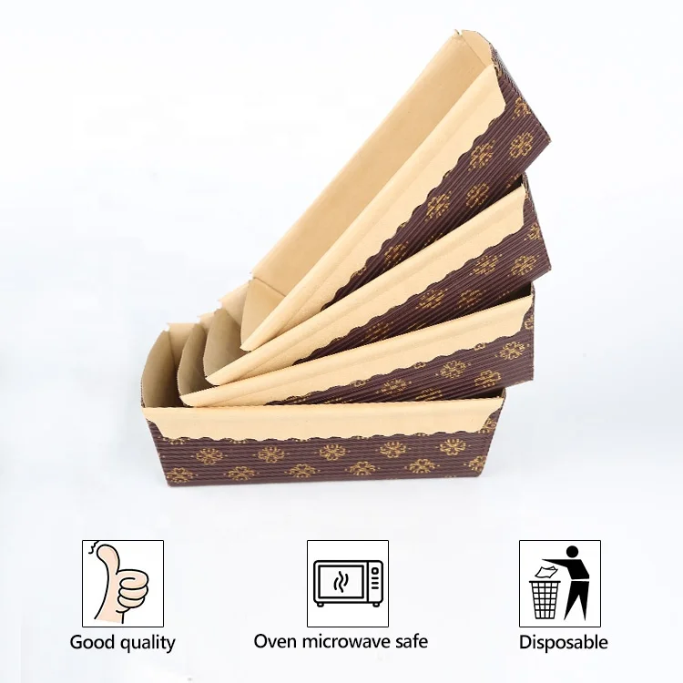 Gloway Oem Recyclable Rectangle Corrugated Kraft Bread Baking Mould Paper Baking Mold Disposable Cake Paper Loaf Pans For Baking