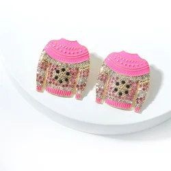 Europe and the United States winter new Christmas cute colorful sweater earring stud alloy diamond earrings