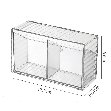 Multifunction Wall-mounted 2 Grids Cotton Swab Holder Jar Container Clear Cotton Pads Holder Cotton Ball Organizers In Stock