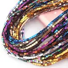 Square Hematite Plated Color Smooth Natural Stone Beads