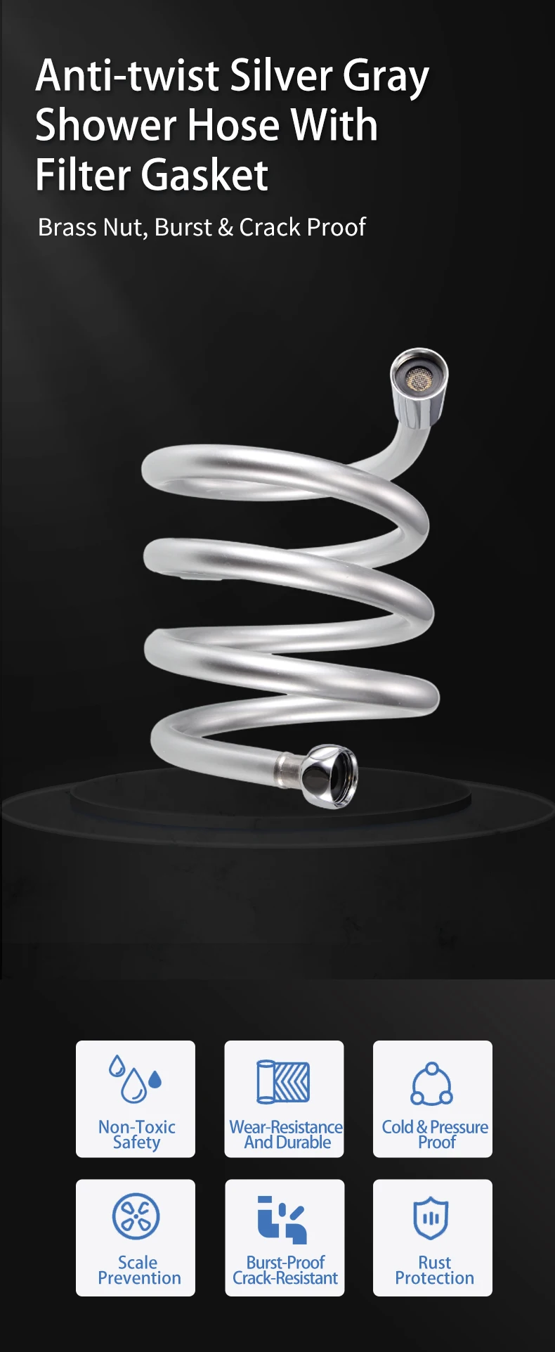 PVC Shower Hose Flexible High Pressure Shower Head with Holder Bathroom Accessories for Home Hotel details