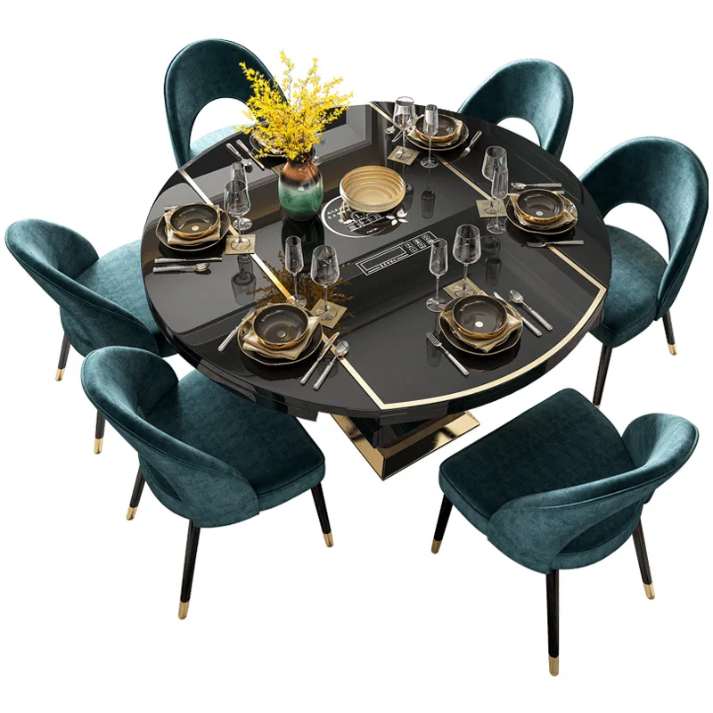 round extendable dining table set for 6