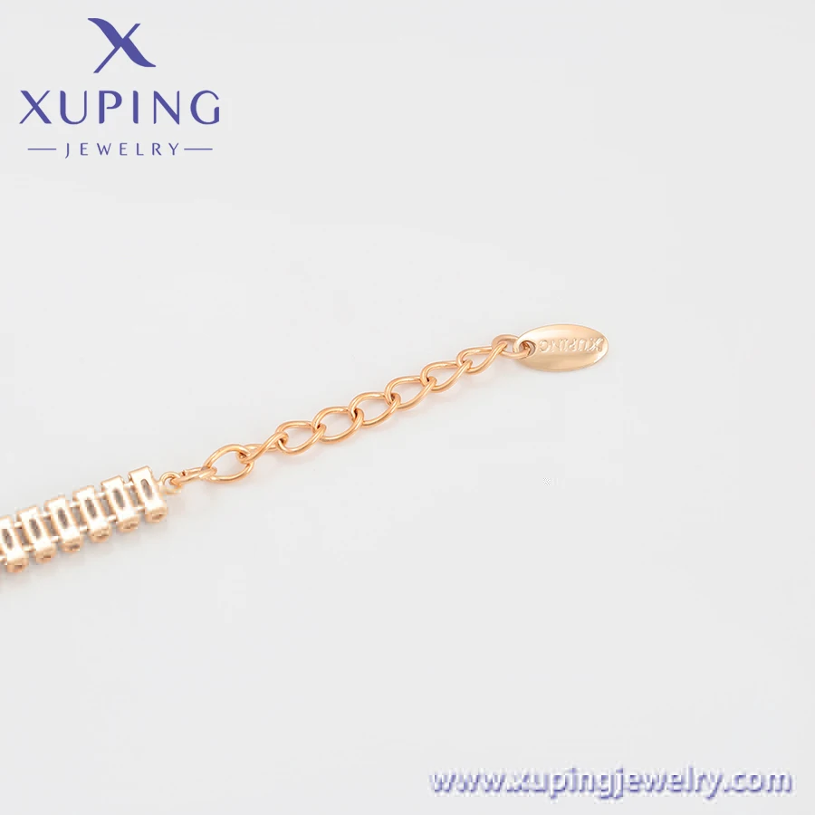 A00896831 xuping 18K gold color Hip Hop Thick Chain Clavicle Chain Asymmetric Ring Circle High transmittance zircon Bracelet