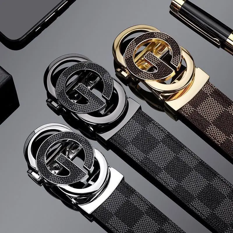 Wanshui Men's genuine leather belt business automatic buckle cowhide belt simple fashion waistband brand designer belt
