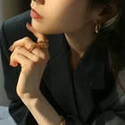 Ring Wholesale 18 Gold-plated Fashion Simple Personality Three-dimensional Woven Wide Ring Unisex Ring