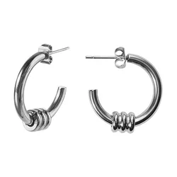 18K Gold Plated Stainless Steel Jewelry C Shaped Small Hoop Earrings Women Geometric Circle Accessories Earrings E211342