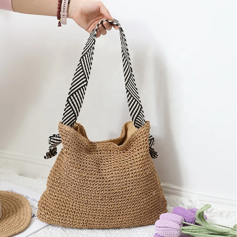 ins style Straw Beach Bags single handle Bag Hobo Summer Handwoven Shoulder Bags