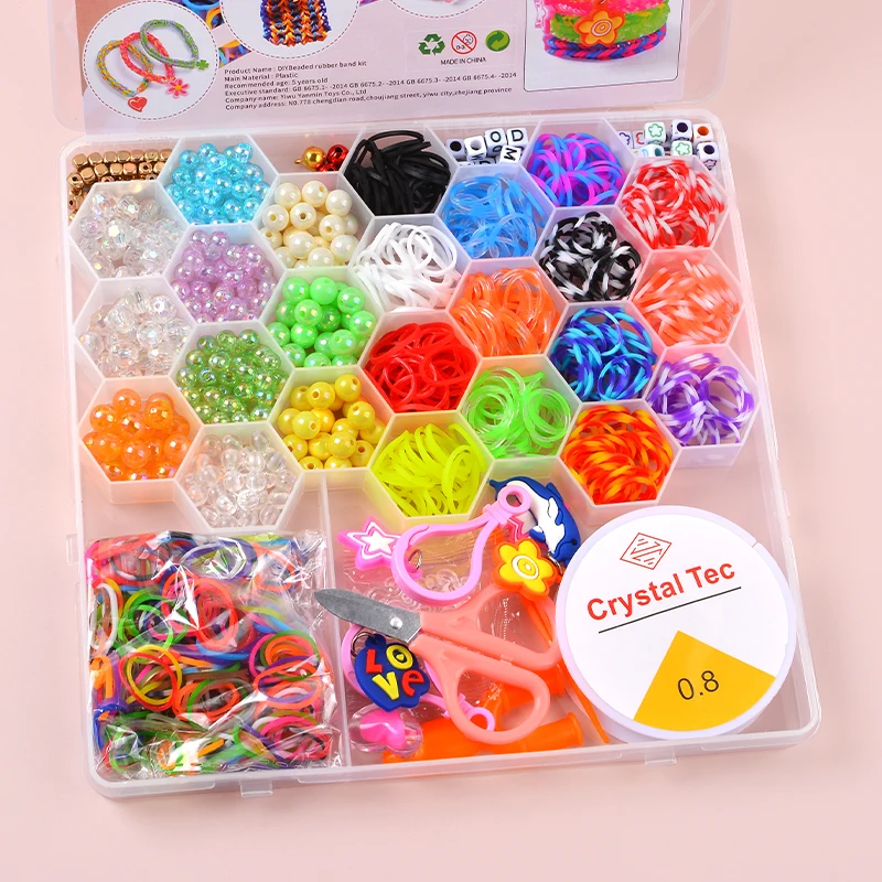 New Arrival Colorful Beads For Jewelry Making Rubber Bands Bracelet Kit Diy Art and Craft Material Set