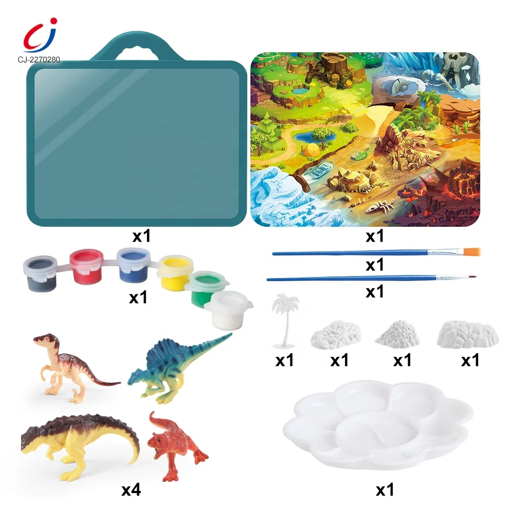 Educational kids creative diy colouring drawing 3d dinosaurs model coloring toys diy painting dinosaur toy