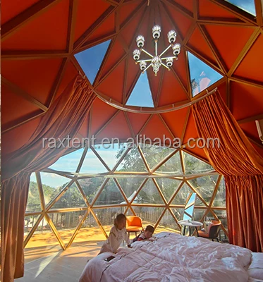 6m直径5m高zome，用于豪华圆顶房屋和带铝框架和玻璃面板的度假房屋帐篷