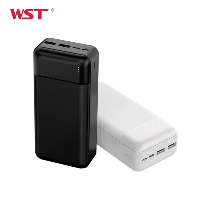 WST Portable Battery Outdoor Power Banks Cheap Type C Mobile Charger Portable High Capacity 30000mah Power Bank for Phone