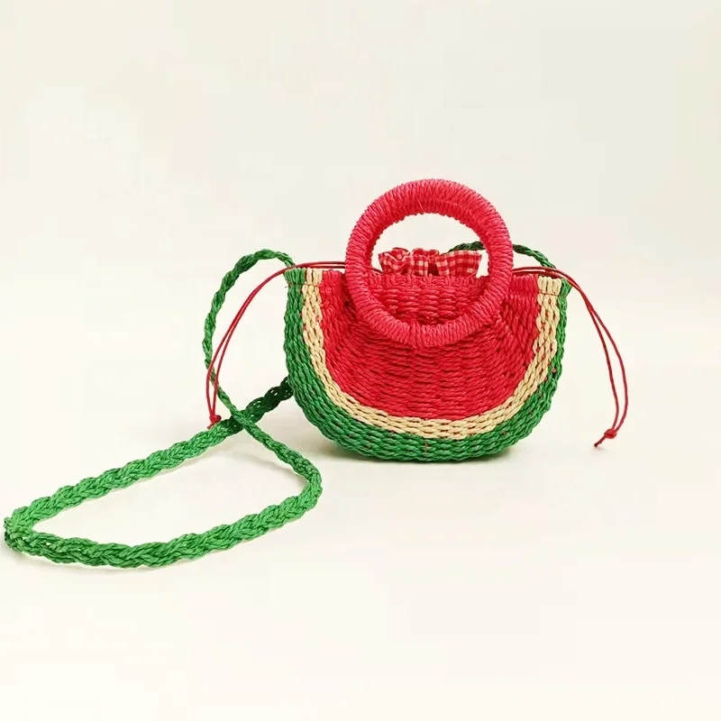 wholesale new type mini crossbody water melon bags cute straw bag  for kids