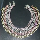 Diamond Cz Diamonds Light Pink Diamond Cz Cuban Link Chain Tennis Necklace Diamonds