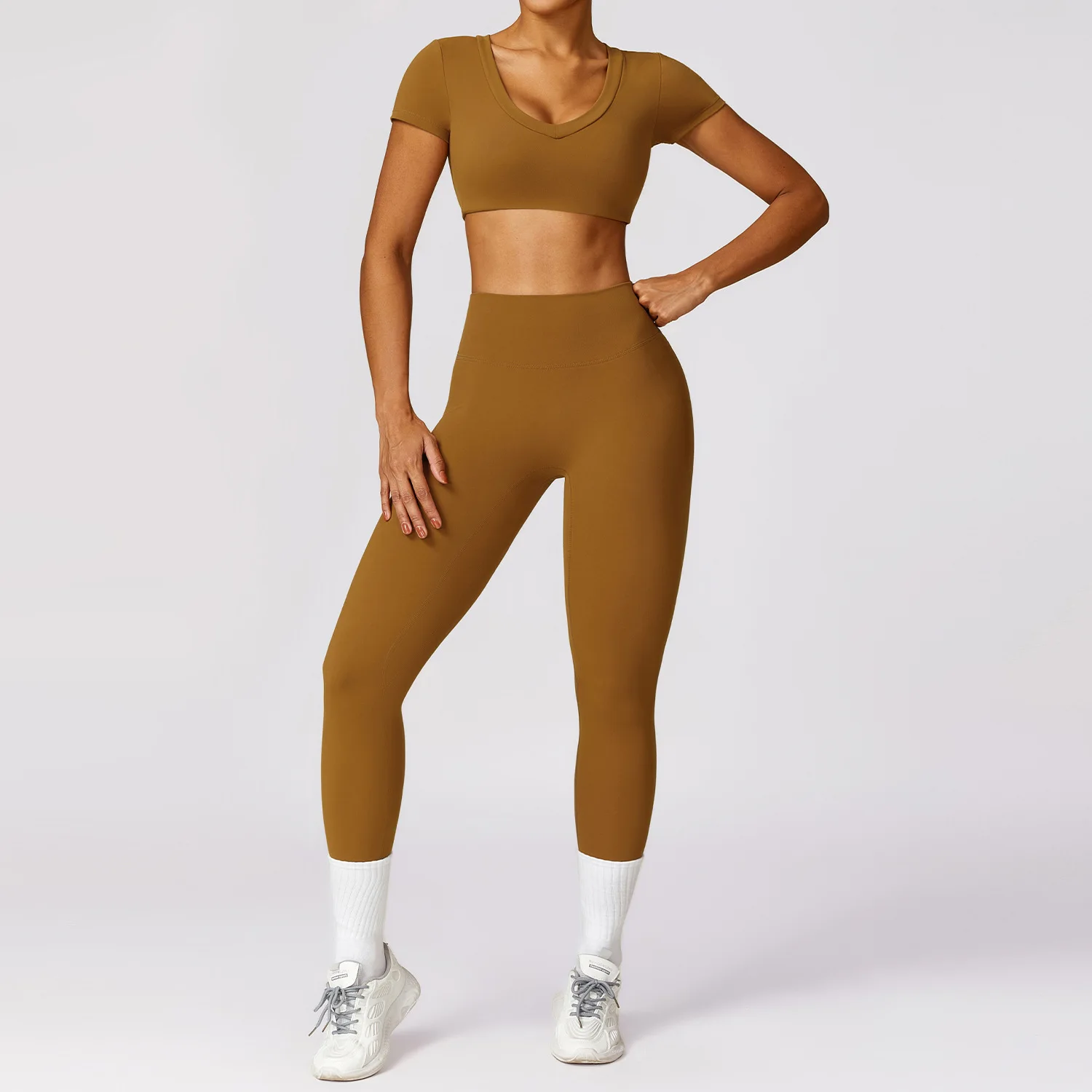 Custom Yoga Legging Set Active Sport wear Fitness Gym Sportswear Women 2 Piece Crop Top And Leggings Set