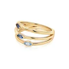Topaz Milskye Exquisite 14K Gold 3 Ovals Sky Blue Topaz Sapphire Protection Trio Horse Eye Ring