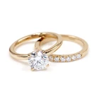 Rings Cz Engagement Ring Set JR045 Gold Plated Wedding Rings 1.5ct CZ Engagement Ring Set For Woman