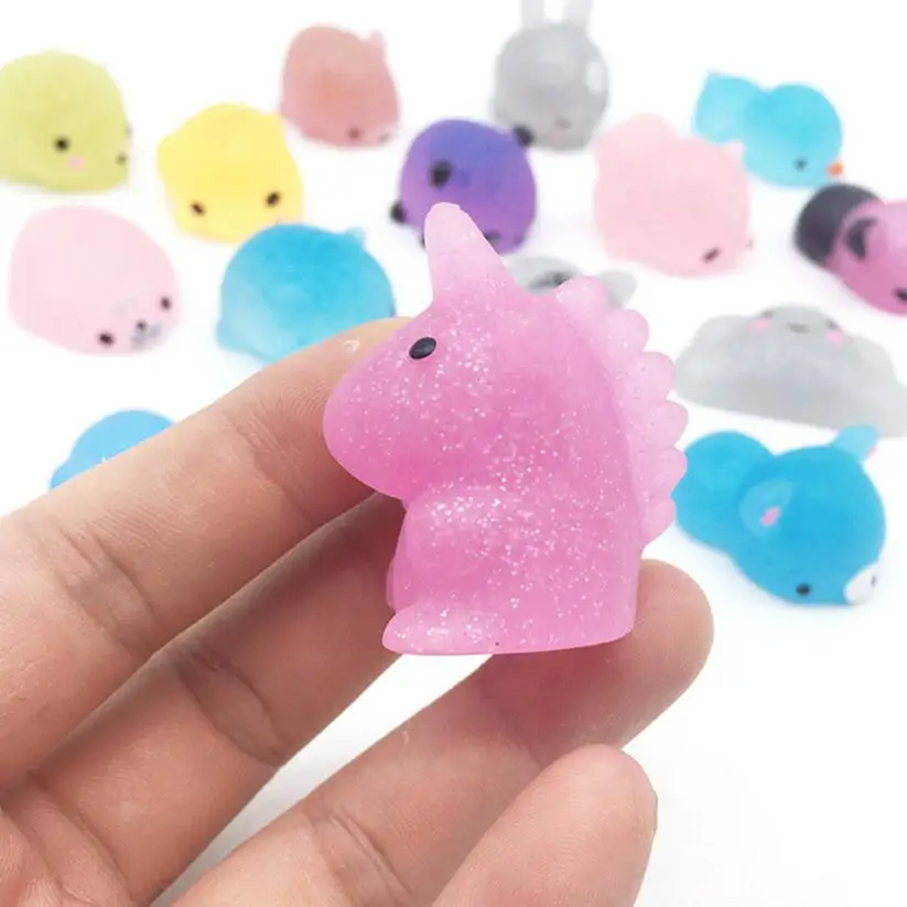 ZQX317 Random Kawaii Mini  Mochi Animal Glitter Squishy Toys Kids Birthday Party Favors Squishy Pack Stress Relief Toys