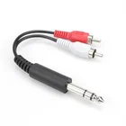 Mono 6.35mm Mono To Dual 2 RCA Audio Splitter Cable Male To Male