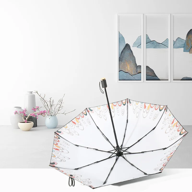 DD1298  Portable Under Canopy Print Umbrellas UV Protect Sun Block Rain Vinyl Parasol Printing Inside Umbrella