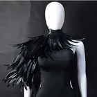 Wings Handmade Gothic Real Black White Feather Cape Shawl Shoulder Wings Choker Collar