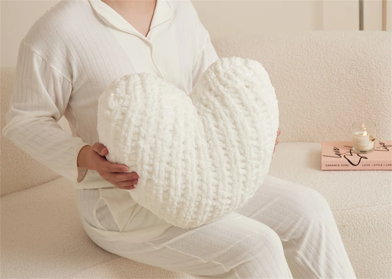 product heart super cozy 100 chenille knot pillow for home sofa decoration stn-60