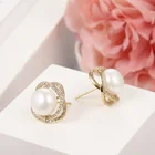 Jewelry Pearl Wholesale Fashion Elegant Women Jewelry Crystal White Pearl Earing Stud Earrings