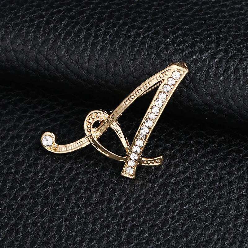Letter Brooch Pins Initial Rhinestone Brooch for Women Crafts Silvery 