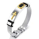 Silicone Wristband Stainless Steel Cross Silicone Men's Bracelet Wristband Lettering Bracelet