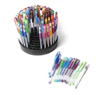 Pen With Pvc Gel Pen 23615 100pcs Glitter Color Gel Ink Pen Set In Rotatable Stand With Pvc Bucket